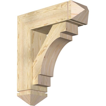 Merced Arts And Crafts Rough Sawn Bracket W/ Offset Brace, Douglas Fir, 8W X 26D X 30H